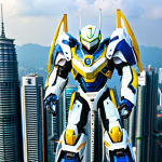 **

"A vibrant, family-friendly scene of Volt, the eagle-inspired Mini Force robot, soaring through the Malaysian sky above Kuala Lumpur. Volt is fully clothed in a blue and white robotic suit, displaying perfect anatomy and correct proportions. The background showcases the Petronas Twin Towers and other city landmarks.  safe for work, appropriate content, professional design, modest appearance, natural pose, well-formed hands, proper finger count, high quality."

**